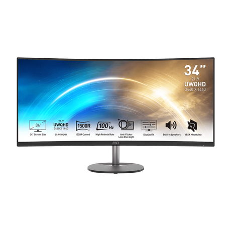 Monitor para profesionales ultra wide MSI PRO MP341CQ de 34 pulgadas UWQHD