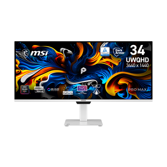 Monitor profesional ultrawide MSI PRO MAX 341QPXW14G en vista frontal