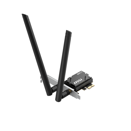 Tarjeta PCIe MSI Herald BE6500 WiFi 7 para redes, pequeña tarjeta de conexión inalámbrica, compatible con WiFi 7.