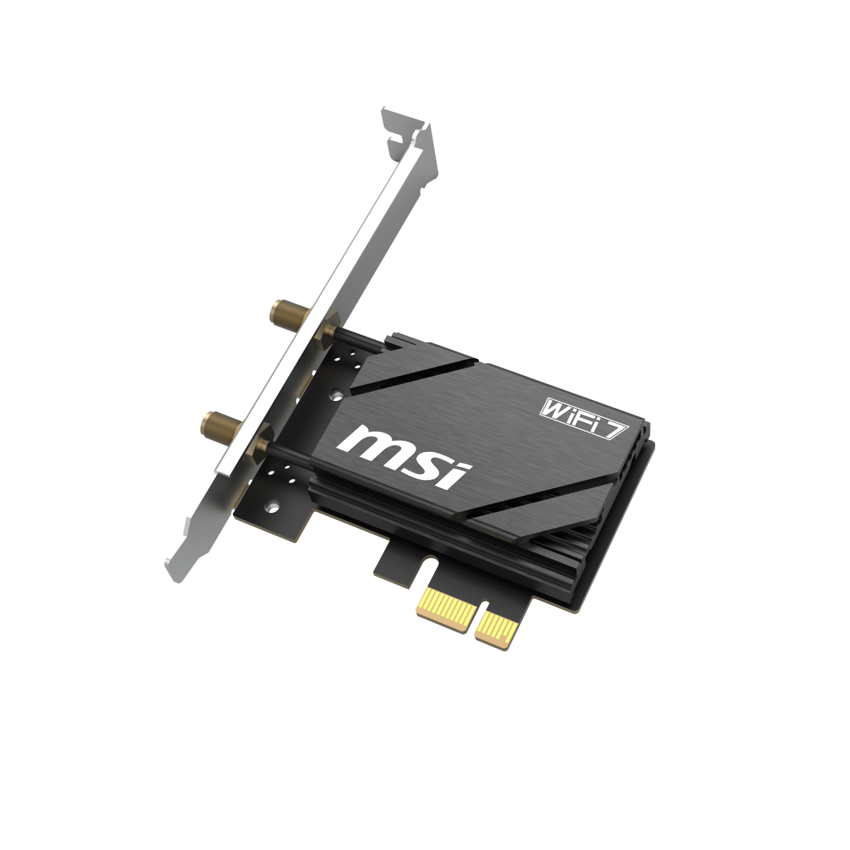 Tarjeta PCIe MSI HERALD BE6500 WiFi 7 para redes, pequeña tarjeta de conexión inalámbrica con tecnología WiFi 7.