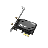 Tarjeta PCIe MSI HERALD BE6500 WiFi 7 para redes, pequeña tarjeta de conexión inalámbrica con tecnología WiFi 7.