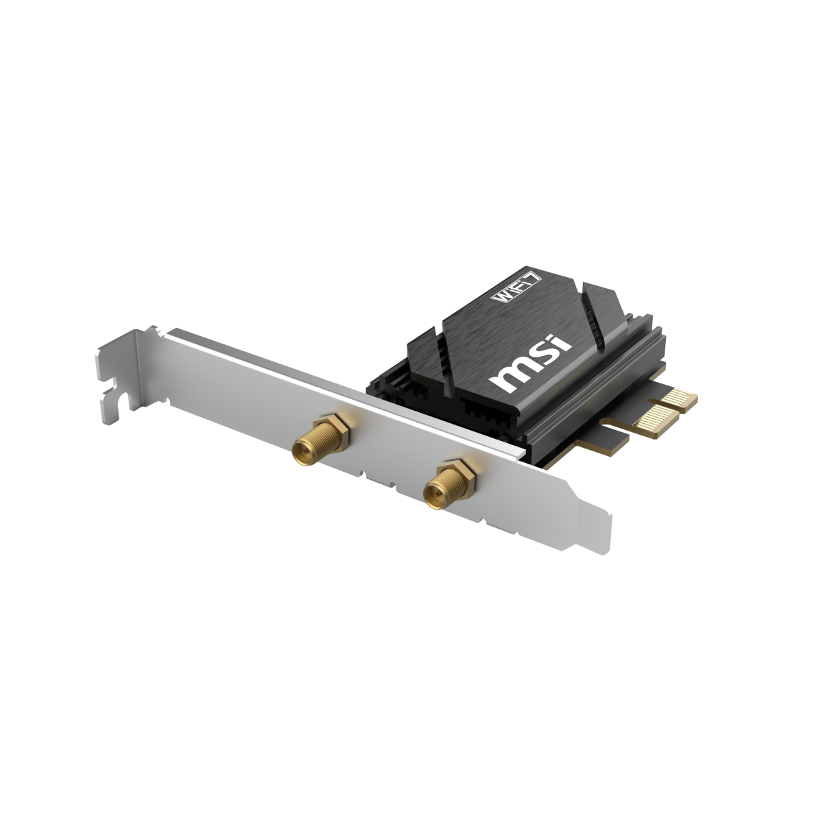 Tarjeta PCIe MSI Herald BE6500 WiFi 7 para redes, pequeña tarjeta de conexión inalámbrica con tecnología avanzada WiFi 7.