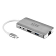 Hub MSI de 9 en 1 con puertos USB tipo C, compatible con laptops, muestra los puertos y diseño del dispositivo.