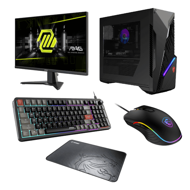 Setup gaming de MSI MAG Infinite S3 14NVL5-2873EU, monitor MAG 275F y pack perifericos