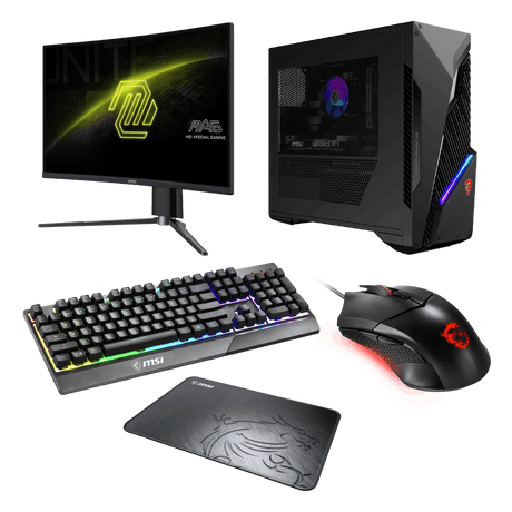 Setup Gaming de MSI MAG Infinite S3 14NVP5-2800ES, monitor MAG 27CQ6PF y pack perifericos