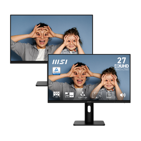 Pack de 2 monitores 4K para profesionales de MSI PRO MP273UP E6 de 27 pulgadas