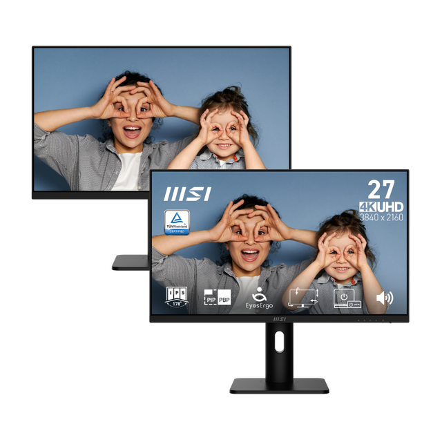 Pack de 2 monitores 4K para profesionales de MSI PRO MP273UP E6 de 27 pulgadas