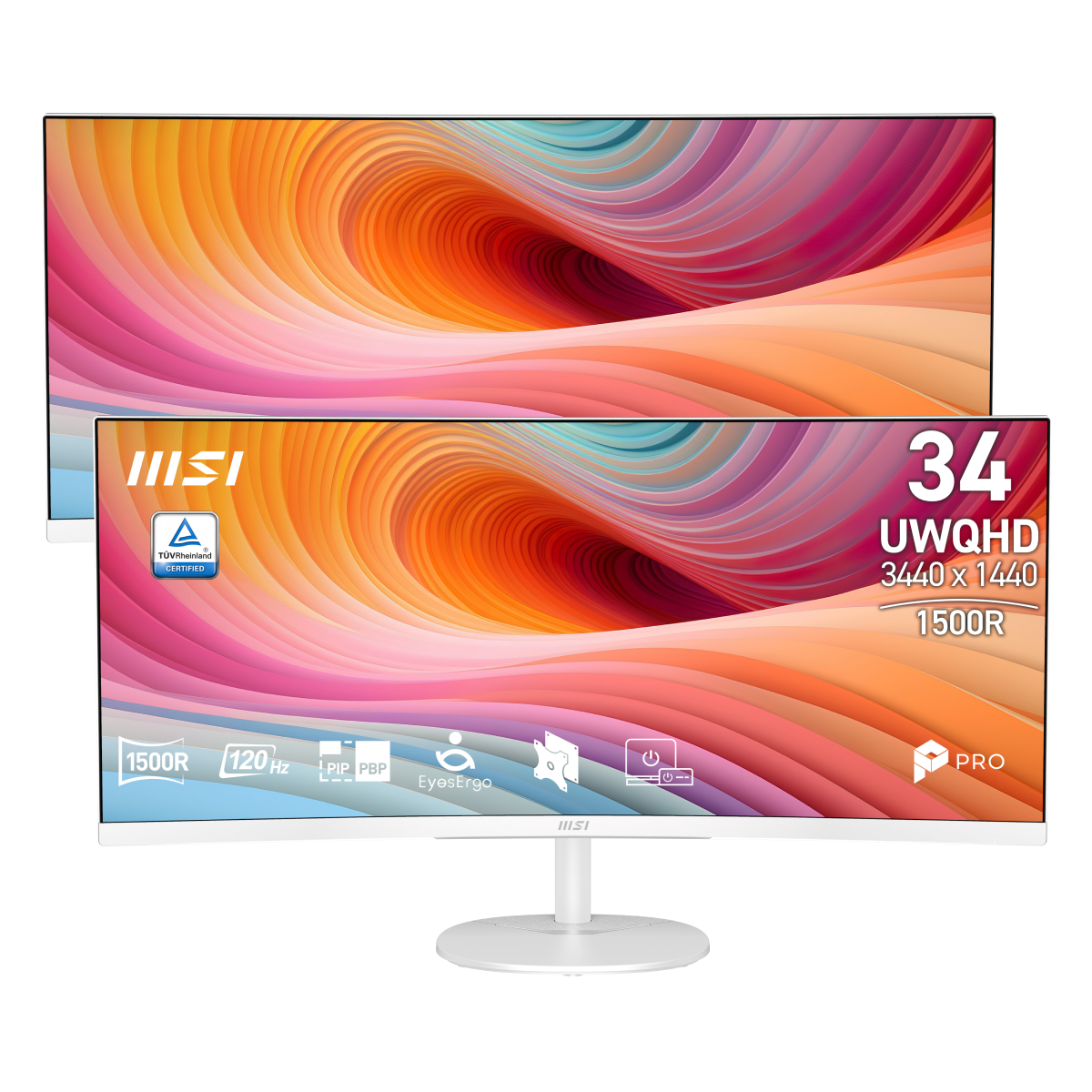 Pack de 2 monitores ultrawide para profesionales de MSI PRO MP341CQW E12 de 34 pulgadas