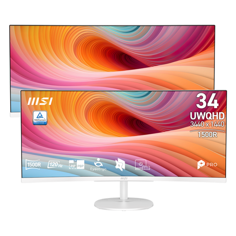 Pack de 2 monitores ultrawide para profesionales de MSI PRO MP341CQW E12 de 34 pulgadas