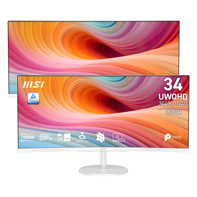 Pack de 2 monitores ultrawide para profesionales de MSI PRO MP341CQW E12 de 34 pulgadas