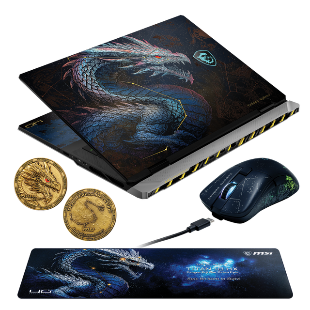 Pack del portatil gaming de MSI Titan 18 HX Dragon Edition Draco Epic A2WJ-1292ES