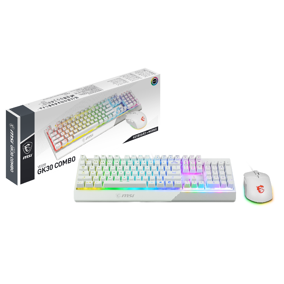 pack teclado en espanol y raton msi vigoor gk30 blanco