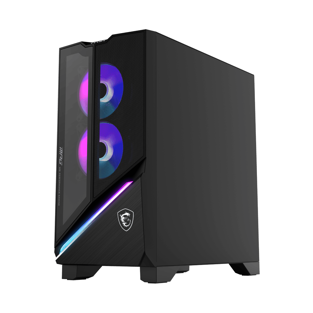 PC gaming MSI MPG Infinite X3 AI 2NVZ9-028EU en escritorio, equipado con componentes de alto rendimiento para juegos.