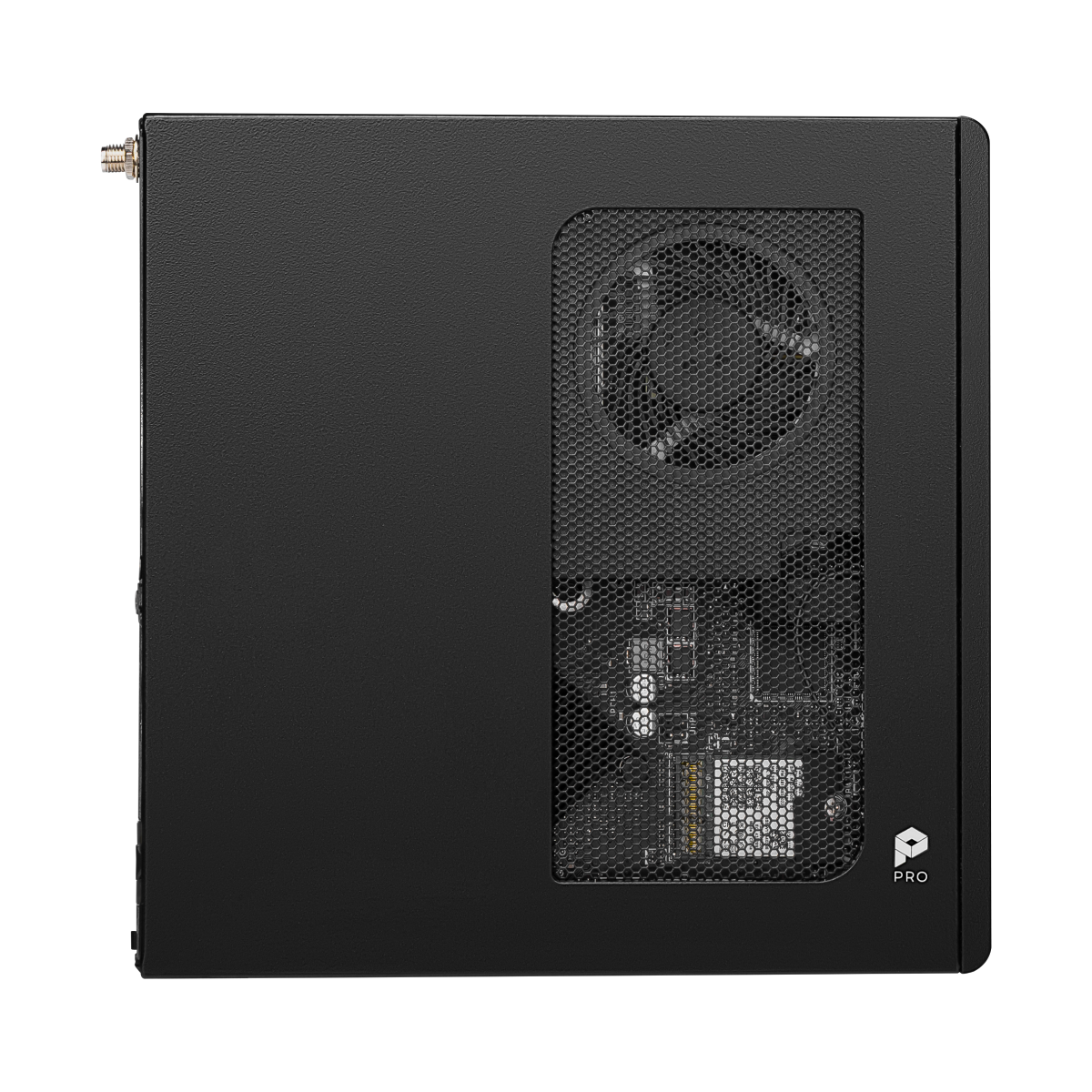 PC profesional MSI PRO DP10 A14MG-004EU con torre moderna y componentes internos visibles para tareas profesionales.