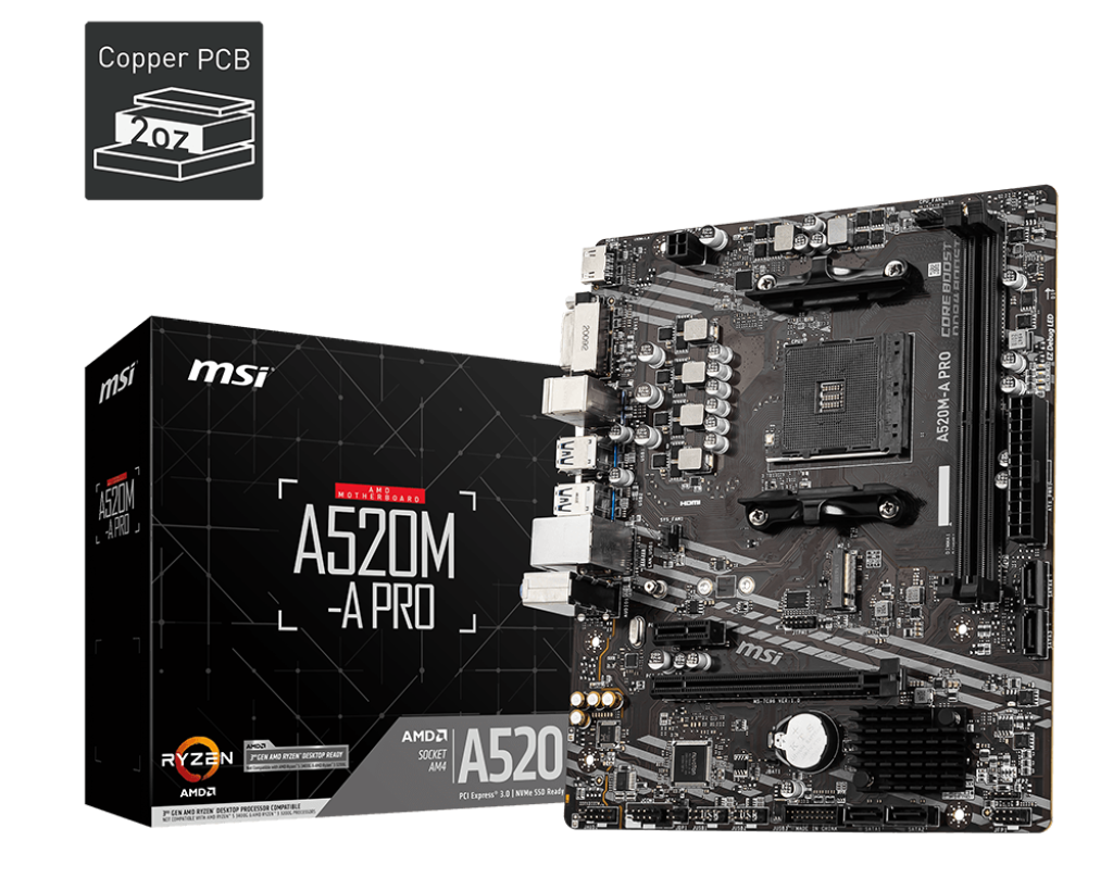 Ryzen5 3600 MSI A520M-A PRO DDR4 16GBセット MSI A520M-A PRO | Placa Base