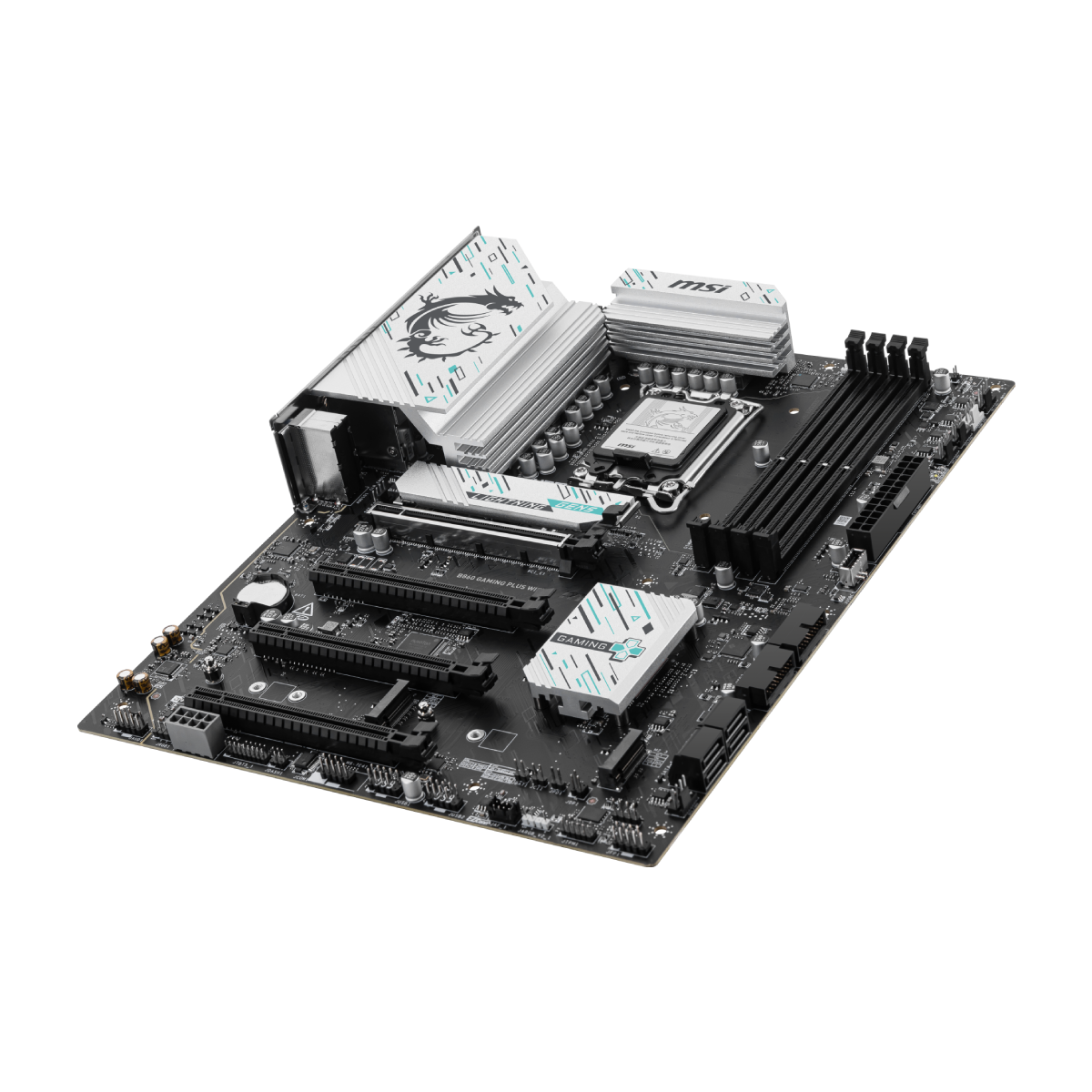 Placa base MSI B860 GAMING PLUS WIFI para gaming y rendimiento en PC, con conectividad Wi-Fi y componentes destacados.