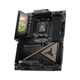 Placa base MSI MEG X870E ACE MAX para gaming y rendimiento, con múltiples puertos y componentes visibles en la imagen.