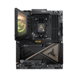 Placa base MSI MEG X870E ACE MAX para ordenador, vista frontal con puertos y componentes visibles.