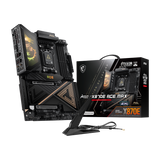 Placa base MSI MEG X870E ACE MAX para gaming, con disipadores de aluminio y puertos PCIe en la imagen.
