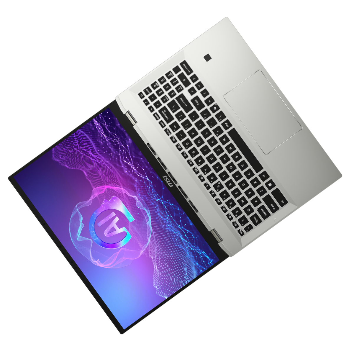 Portátil MSI Prestige A16 AI+ A3HMG-086XES abierto, pantalla grande y teclado, diseño moderno y elegante, portátil MSI España