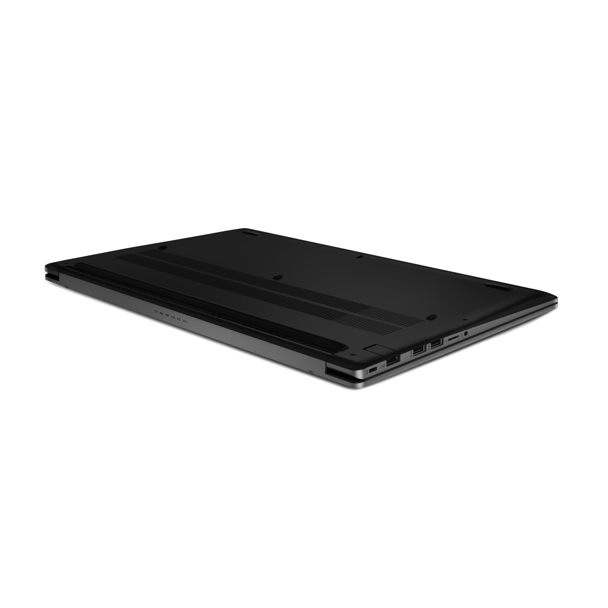 Portátil MSI Modern 15 F1MG-204ES, portátil profesional negro con pantalla y teclado visibles, ideal para tareas de trabajo y estudio.