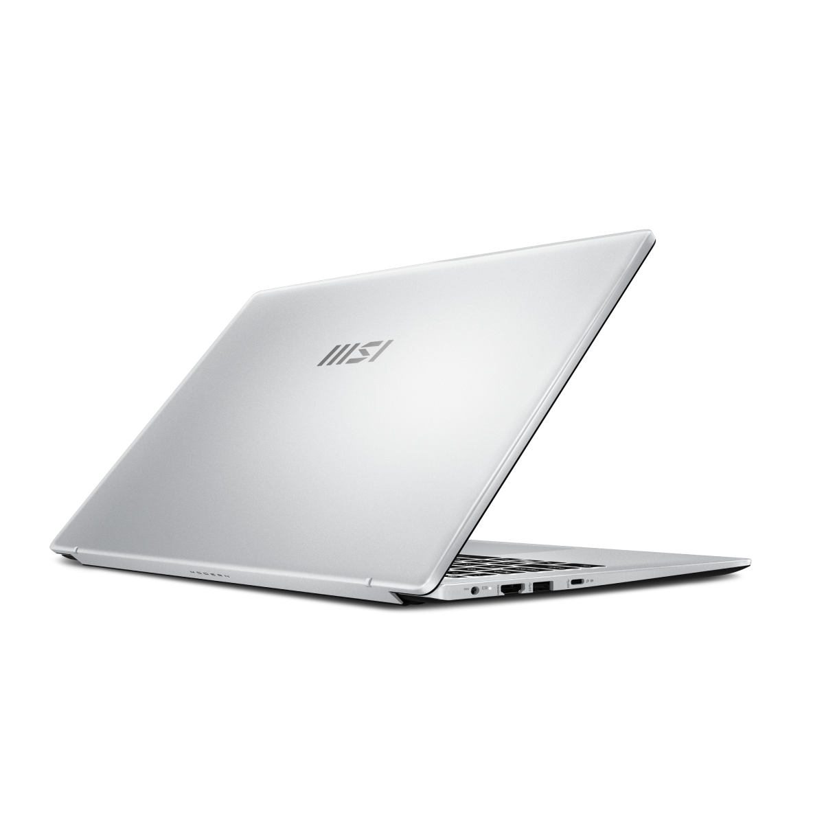 MSI Modern 15 F1MG-499ES professional laptop open with keyboard and screen, displaying a sleek design and modern build.