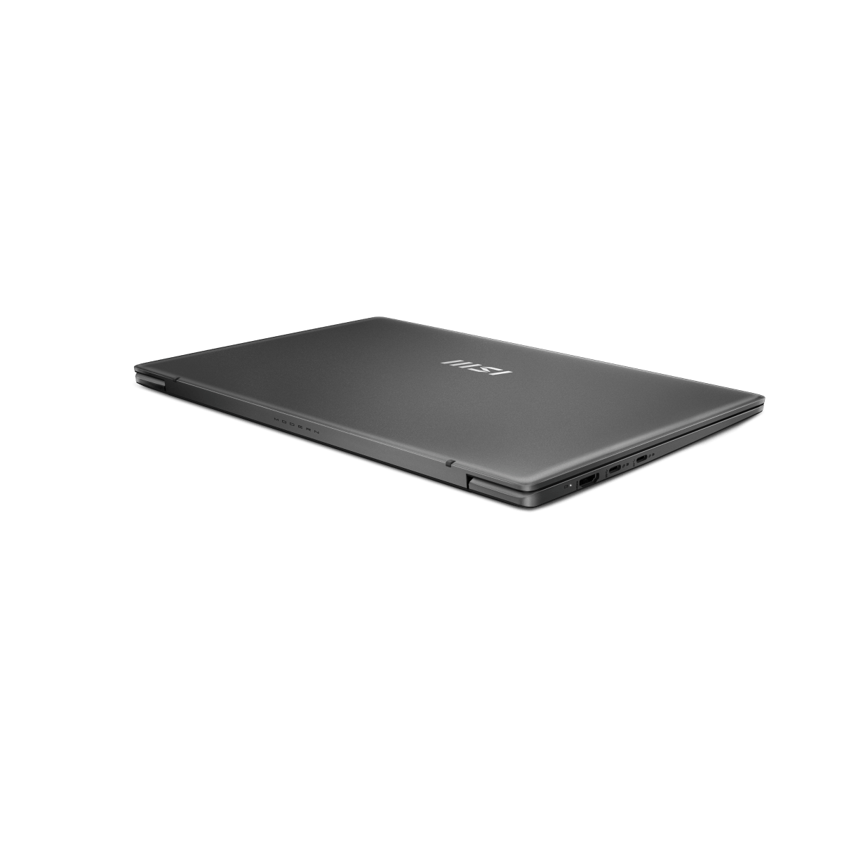 Portátil MSI Modern A14 AI F2HMG-009XES, portátil profesional con pantalla y teclado visibles, en color gris.