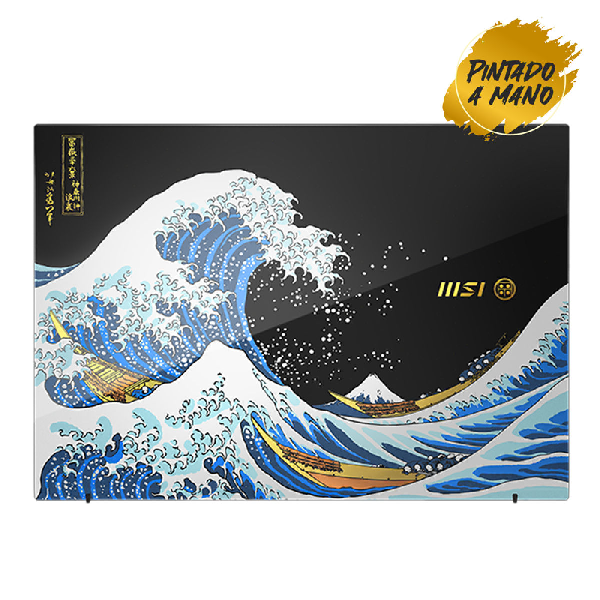 Portátil MSI Prestige 13 AI+ Ukiyoe Edition con pantalla y teclado, diseño elegante y acabado en colores artísticos.