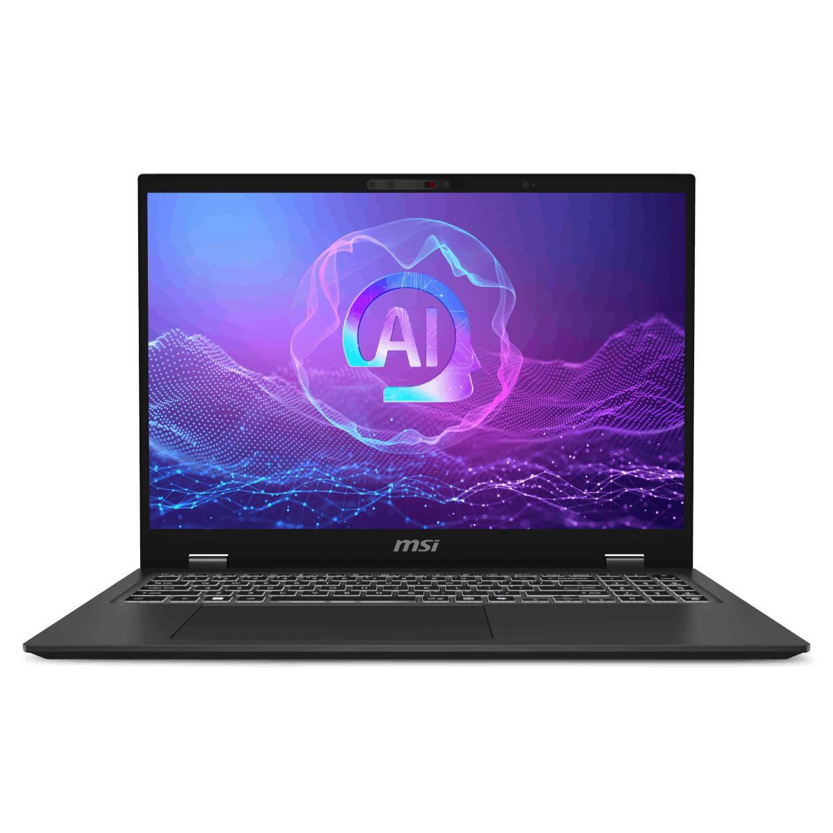 Portátil MSI Prestige 16 AI Evo B2HMG-083ES para uso profesional, con pantalla y teclado visible en la imagen.