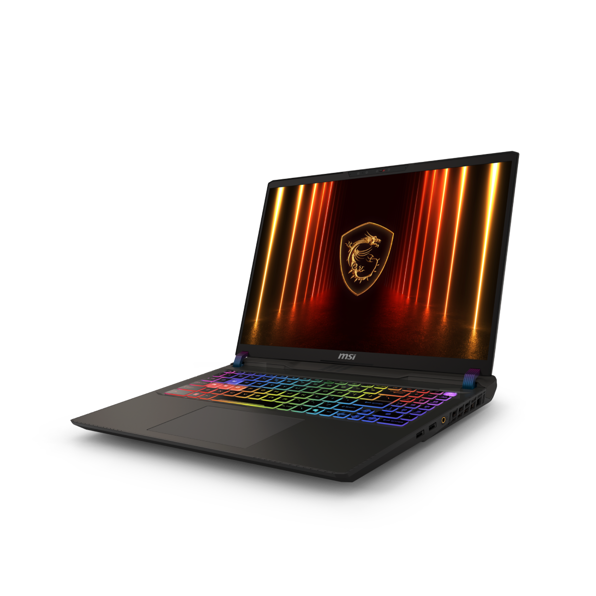 Portátil MSI Vector 16 HX AI A2XWIG-628XES para gaming, vista frontal del portátil MSI con pantalla grande y teclado.