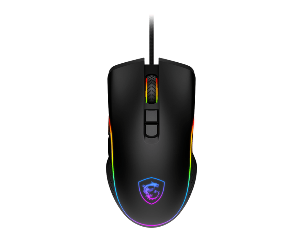 Ratón gaming MSI Forge GM300 con diseño ergonómico y botones programables para juegos, en color negro.