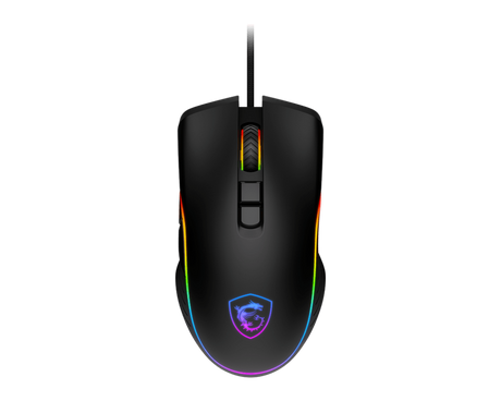 Ratón gaming MSI Forge GM300 con diseño ergonómico y botones programables para juegos, en color negro.