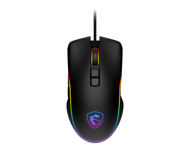 Ratón gaming MSI Forge GM300 con diseño ergonómico y botones programables para juegos, en color negro.