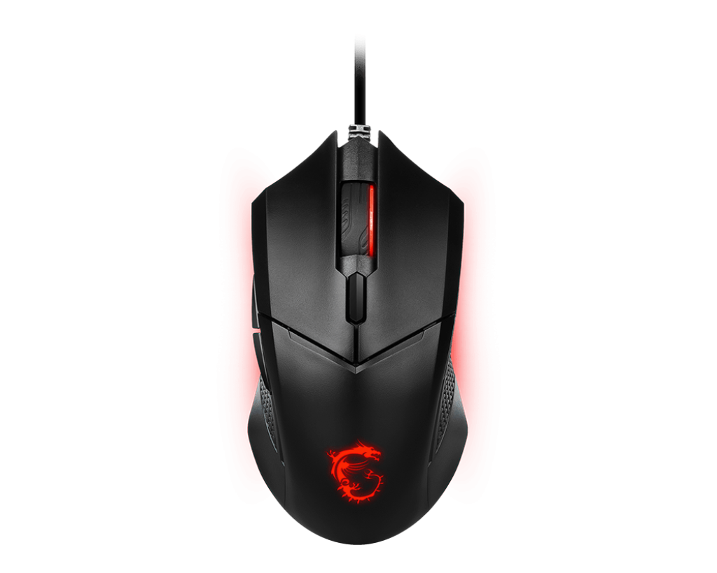 Ratón gaming MSI Clutch GM08 con botones laterales y iluminación RGB para juegos precisos y cómodos.