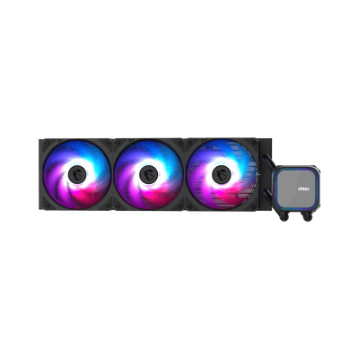 Refrigeración líquida MSI MAG CORELIQUID A13 360 para PC, radiador y ventiladores en una configuración moderna y eficiente.