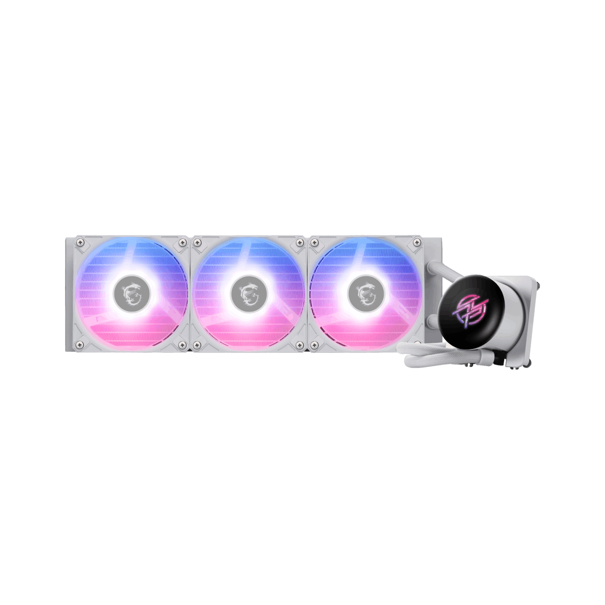 Enfriador de líquidos MSI MPG CORELIQUID P13 360 White, sistema de refrigeración líquida para PC con radiador blanco.