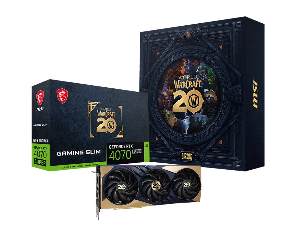 tarjeta grafica msi geforce rtx 4070 super 12g gaming slim world of warcraft edition