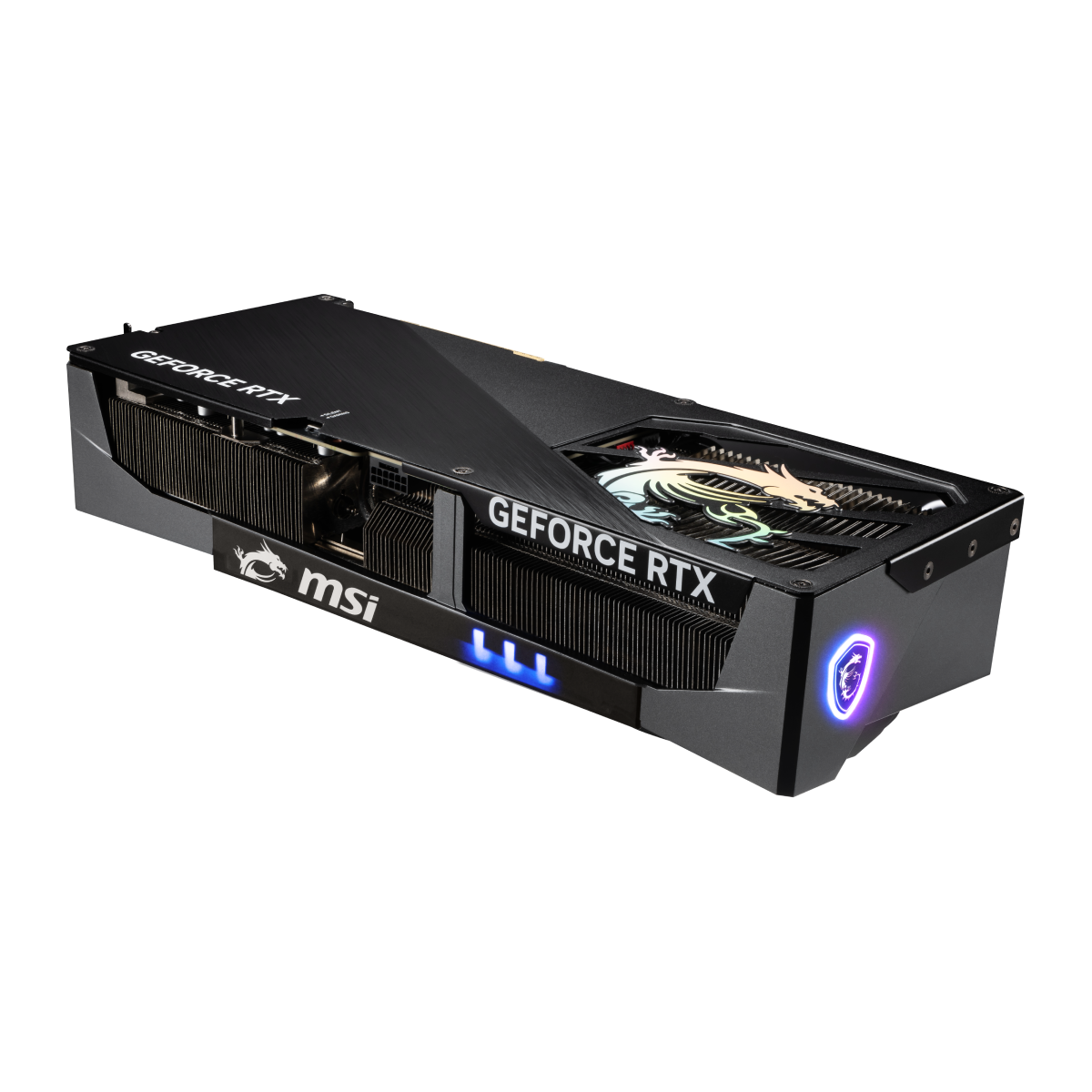 Tarjeta gráfica MSI GeForce RTX 5090 32G GAMING TRIO OC, tarjeta VGA de alto rendimiento con disipador avanzado y conectores HDMI y DisplayPort.