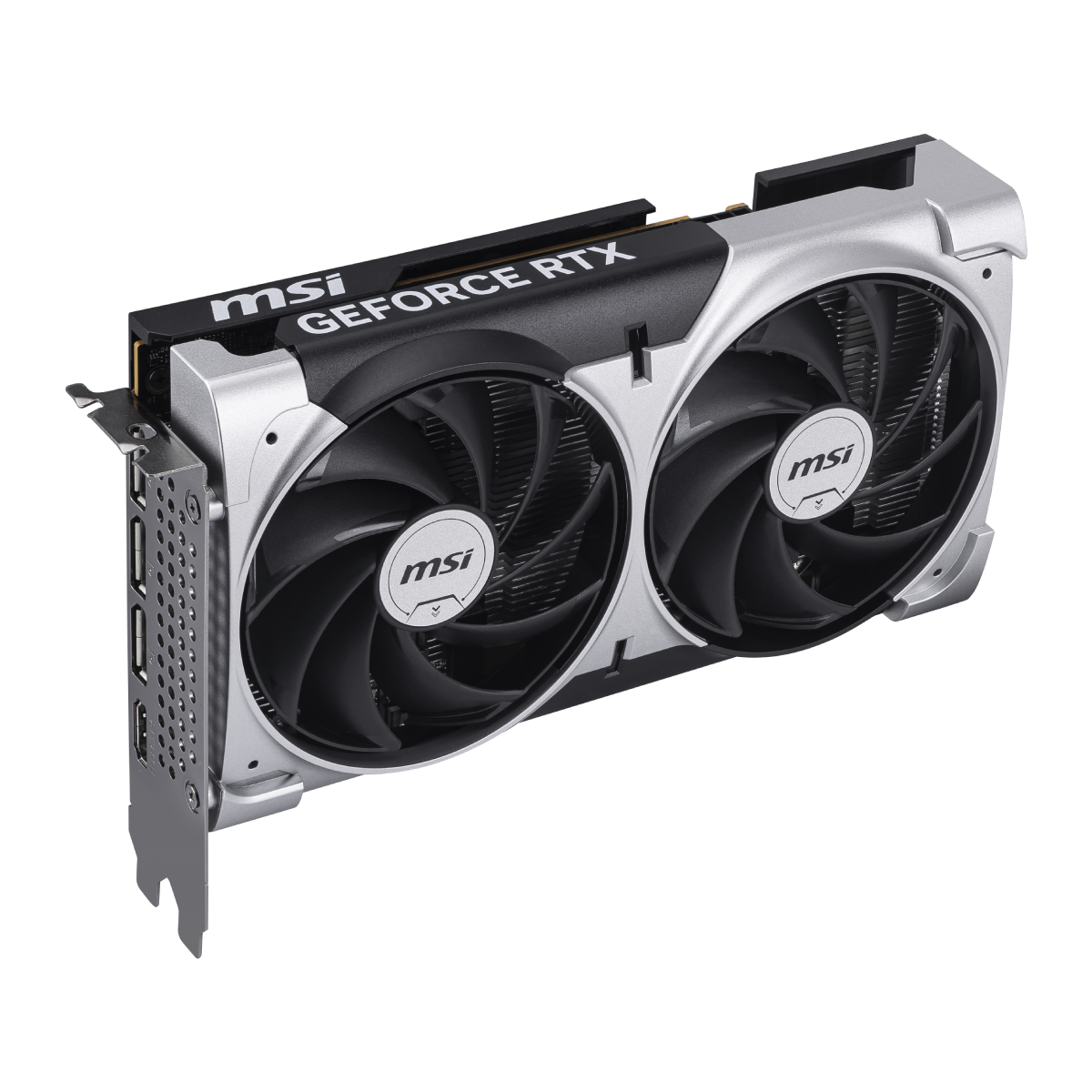 Tarjeta gráfica MSI GeForce RTX 5050 8G VENTUS 2X OC con disipador doble y ventiladores en la tarjeta VGA para gaming y rendimiento.