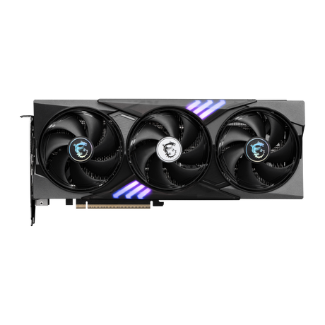 Tarjeta gráfica MSI GeForce RTX 5060 Ti GAMING TRIO de 8GB, con disipador grande y ventiladores, vista frontal en placa VGA.