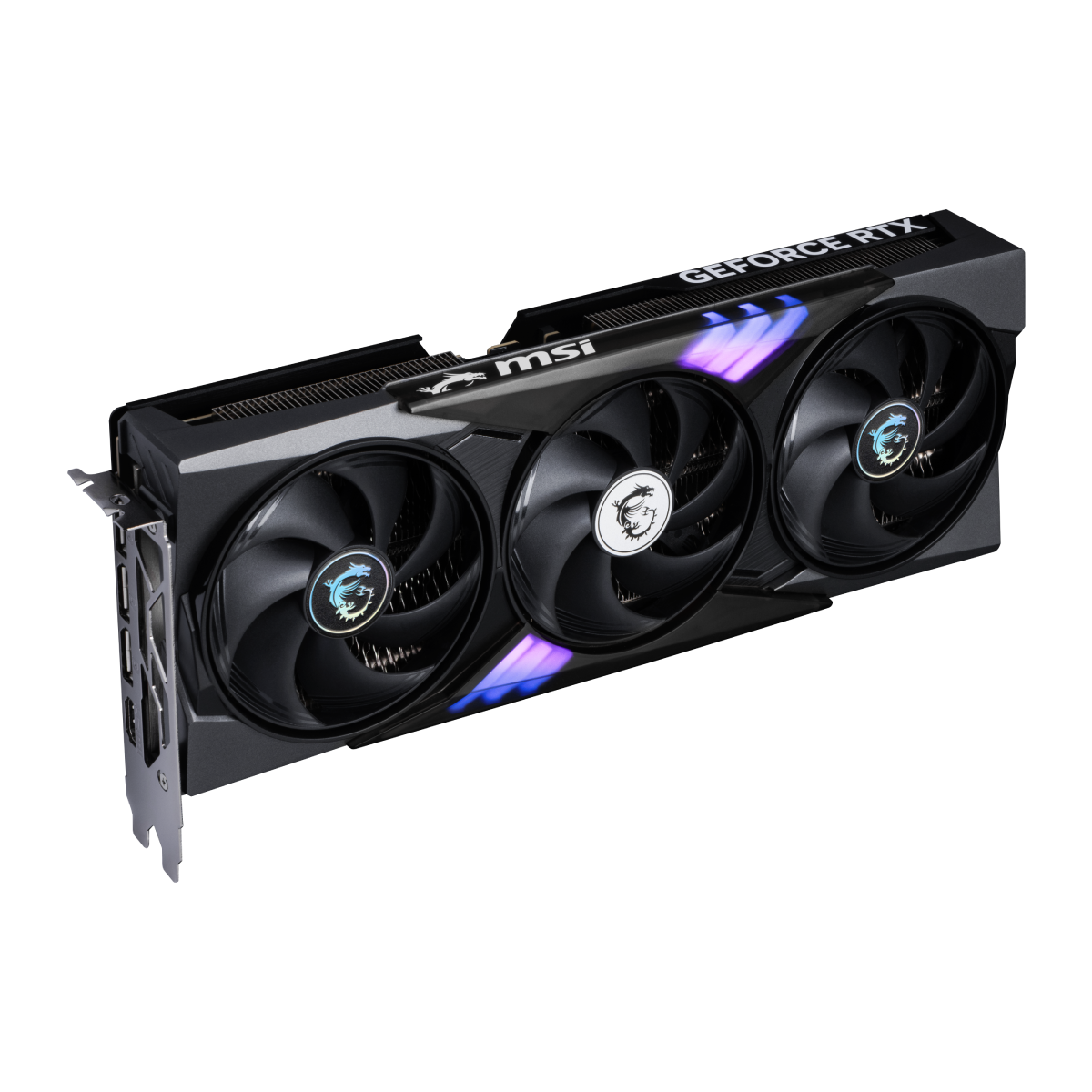 Tarjeta gráfica MSI GeForce RTX 5060 Ti 8G GAMING TRIO con disipador y ventiladores, vista lateral en caja de PC.