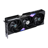 Tarjeta gráfica MSI GeForce RTX 5060 Ti 8G GAMING TRIO con disipador y ventiladores, vista lateral en caja de PC.