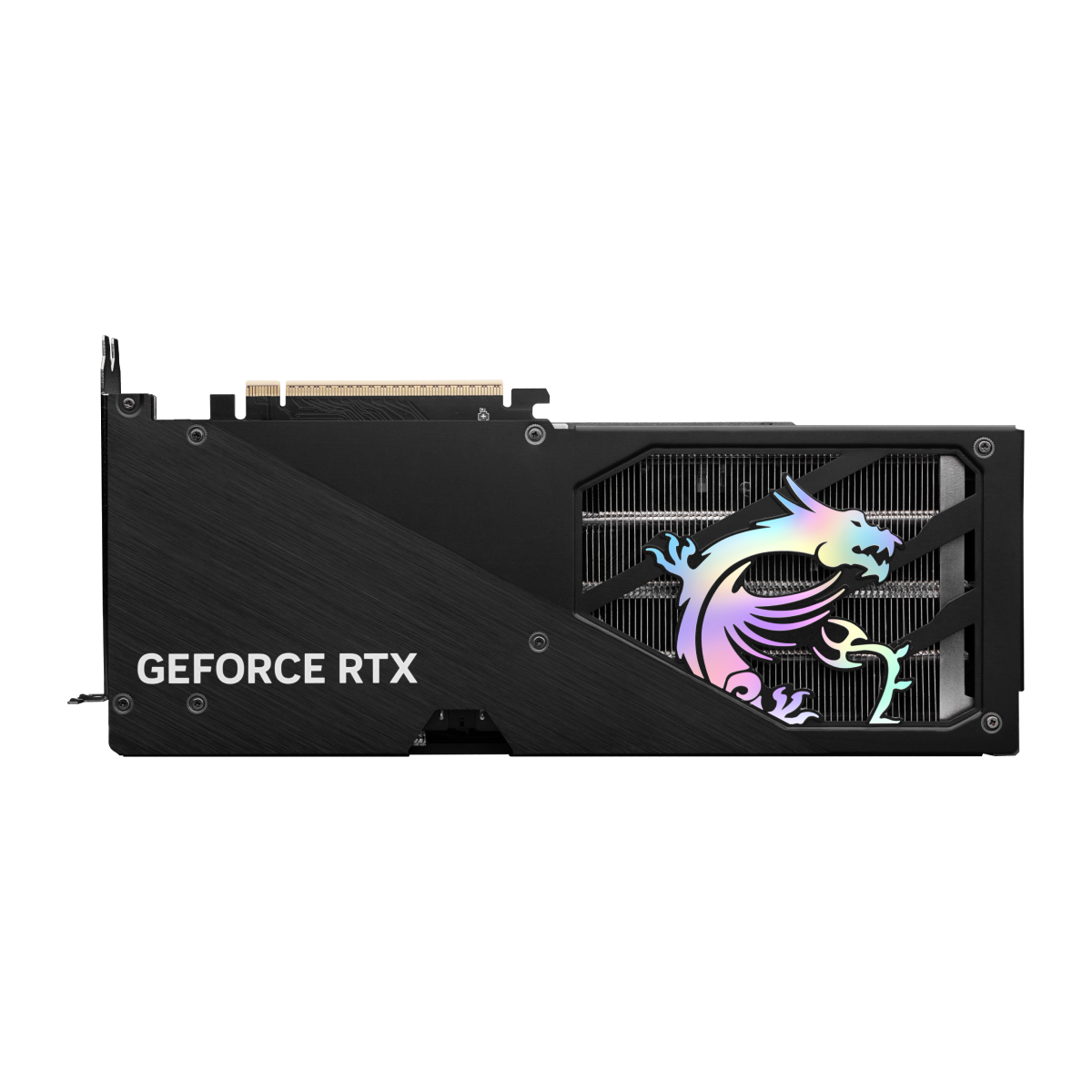 Tarjeta gráfica MSI GeForce RTX 5060 Ti 8G GAMING TRIO OC con disipador y puertos de salida en acabado negro y plateado.