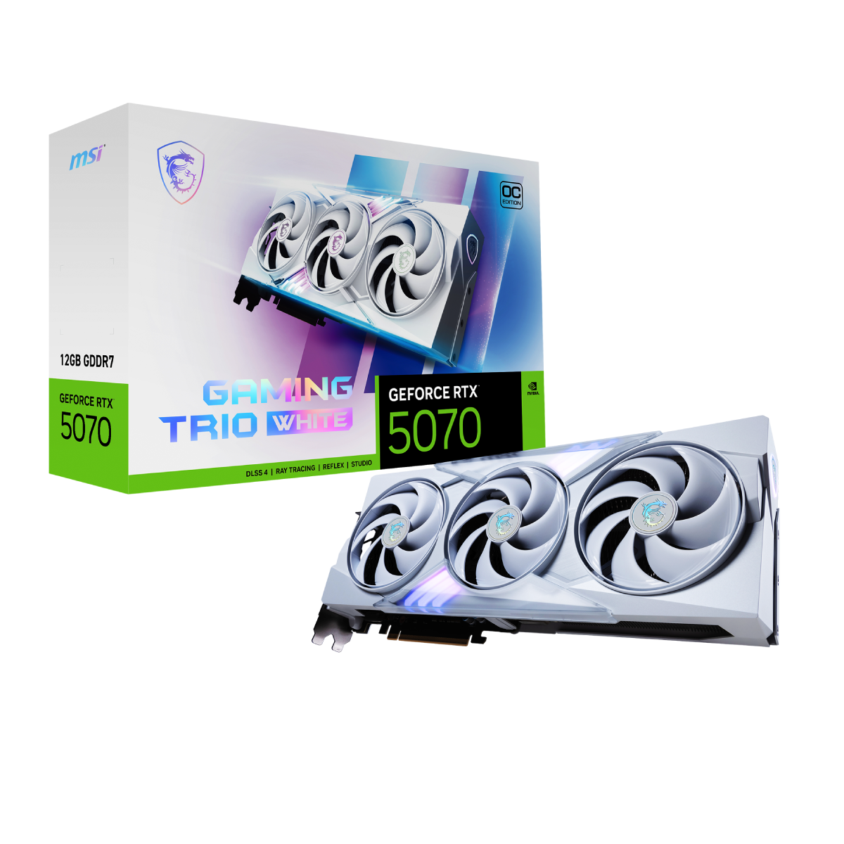 tarjeta grafica msi nvidia geforce rtx 5070 12g gaming trio oc white