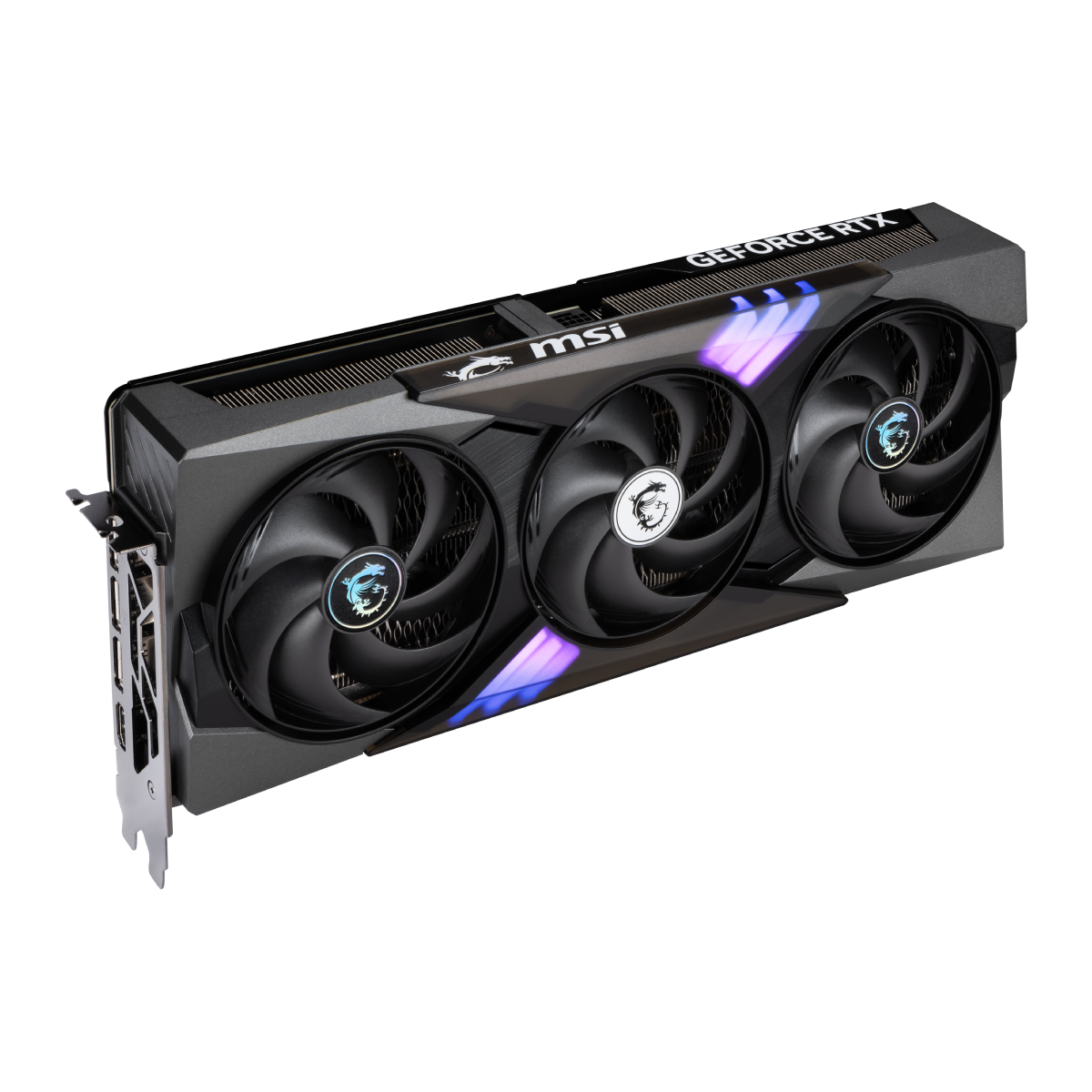 Tarjeta gráfica MSI GeForce RTX 5070 12G GAMING TRIO en color negro con ventiladores grandes y disipador de aluminio para gaming.