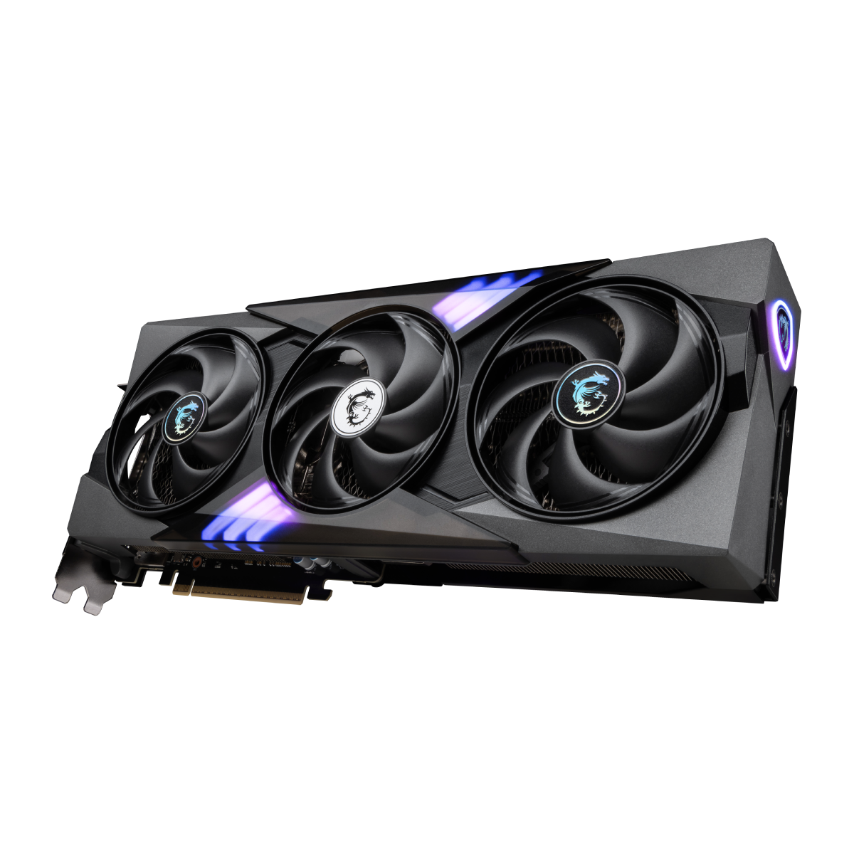 Tarjeta gráfica MSI GeForce RTX 5070 12G GAMING TRIO, VGA con disipador y ventiladores, vista frontal de la tarjeta MSI.