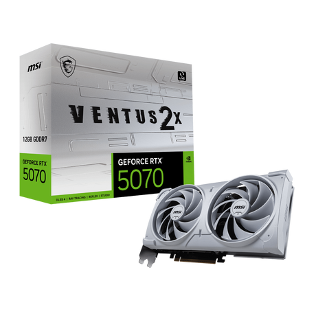 Tarjeta grafica de MSI NVIDIA G GeForce RTX 5070 VENTUS 2X en blanco