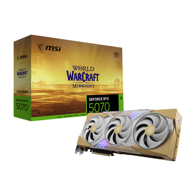Tarjeta grafica de MSI NVIDIA GeForce RTX 5070 World of Warcraft Midnight Light Edition OC