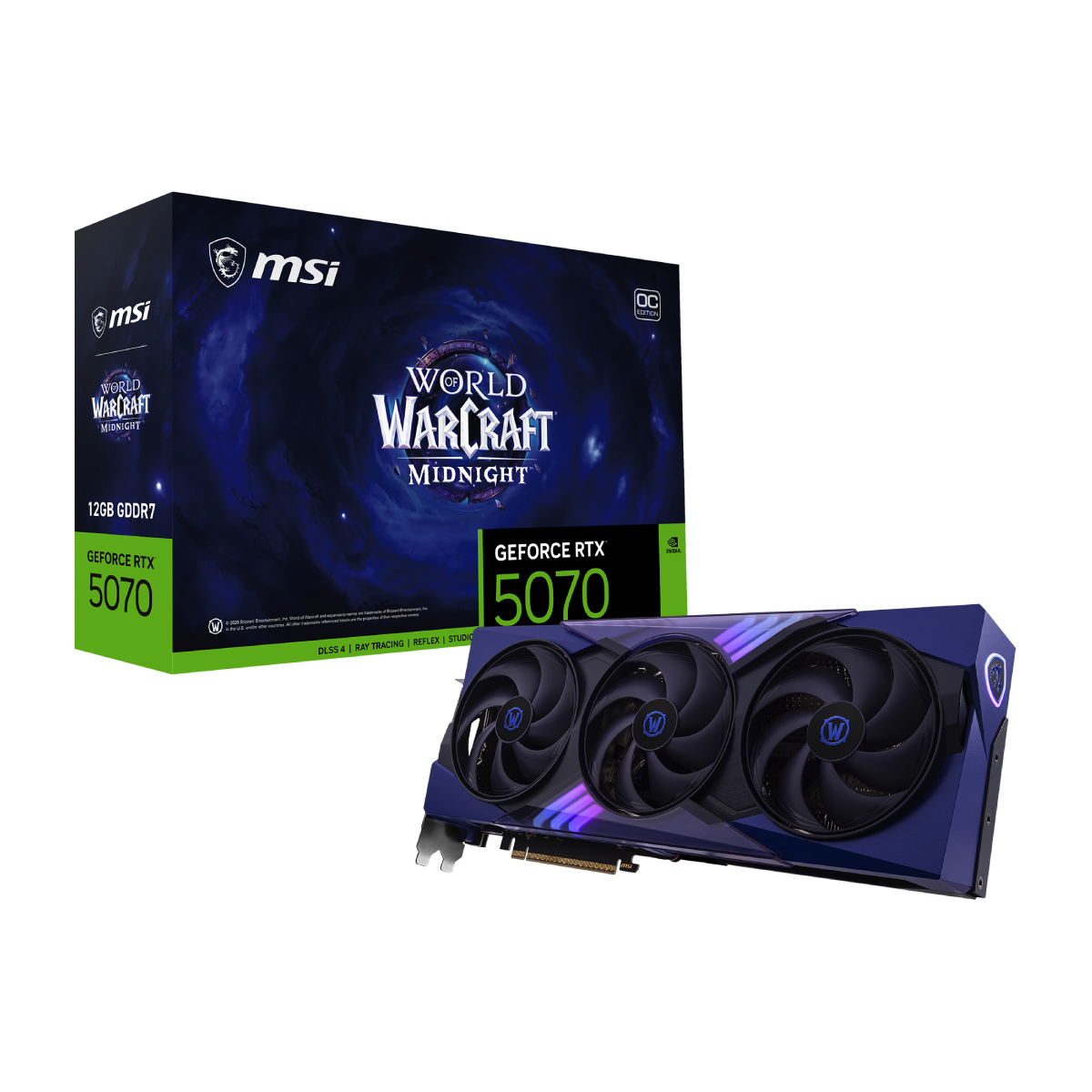 Tarjeta grafica de MSI NVIDIA GeForce RTX 5070 World of Warcraft Midnight Void Edition OC