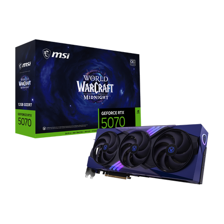 Tarjeta grafica de MSI NVIDIA GeForce RTX 5070 World of Warcraft Midnight Void Edition OC